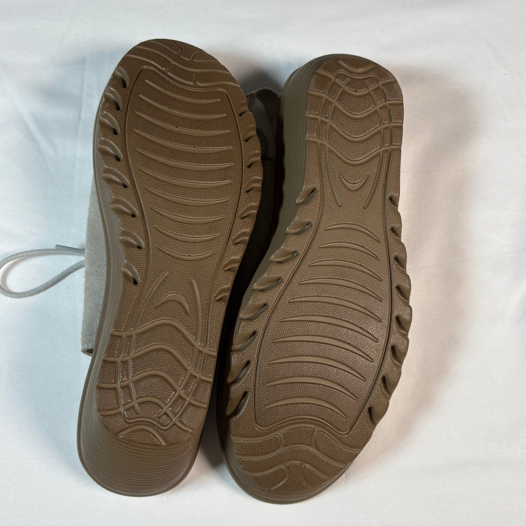 Skechers Memory Foam Wedge Sandals Womens 8.5 Beige Suede Lace