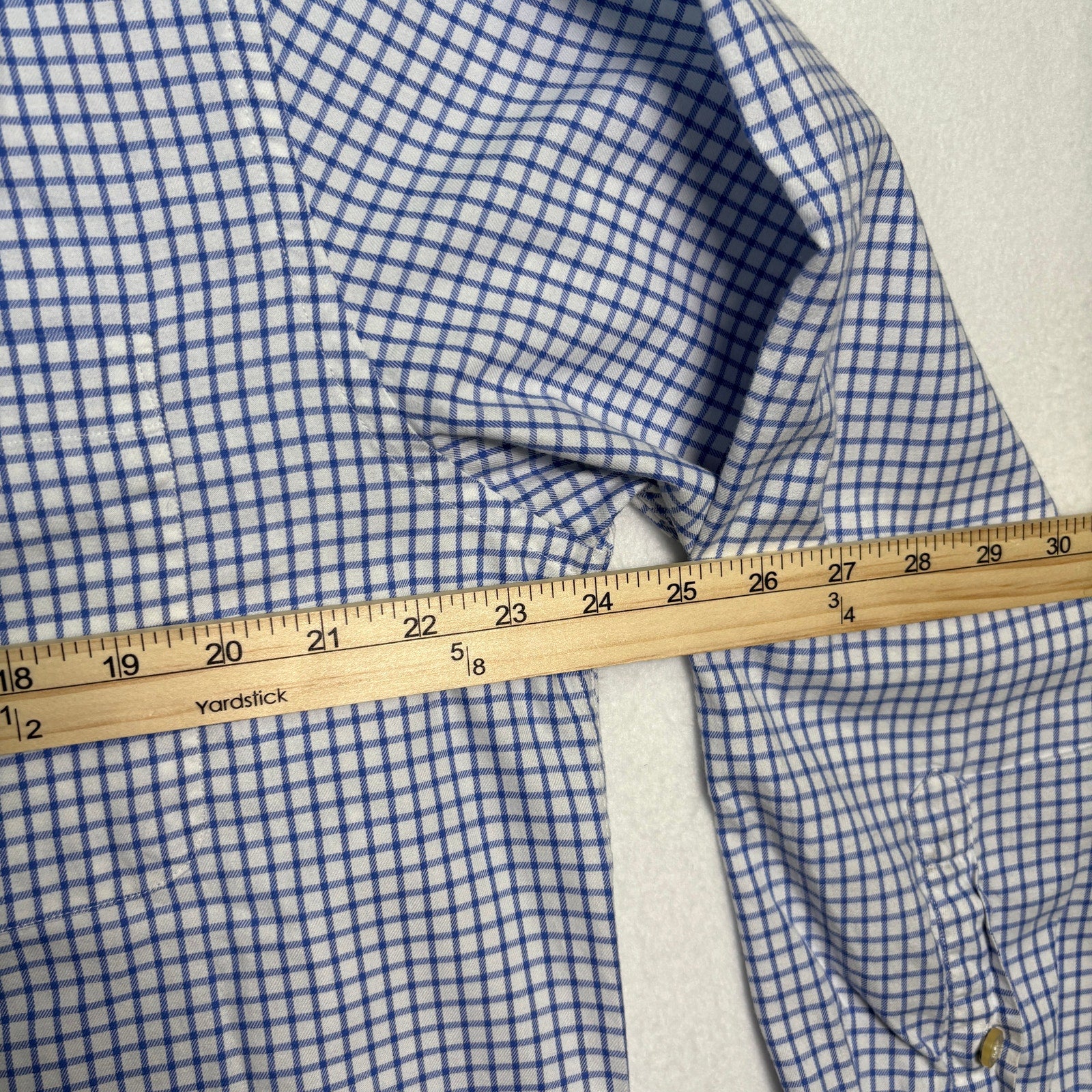 Orvis Country Hill Button Down Shirt Mens XL Blue Check Cotton LS Collar