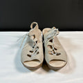 Skechers Memory Foam Wedge Sandals Womens 8.5 Beige Suede Lace