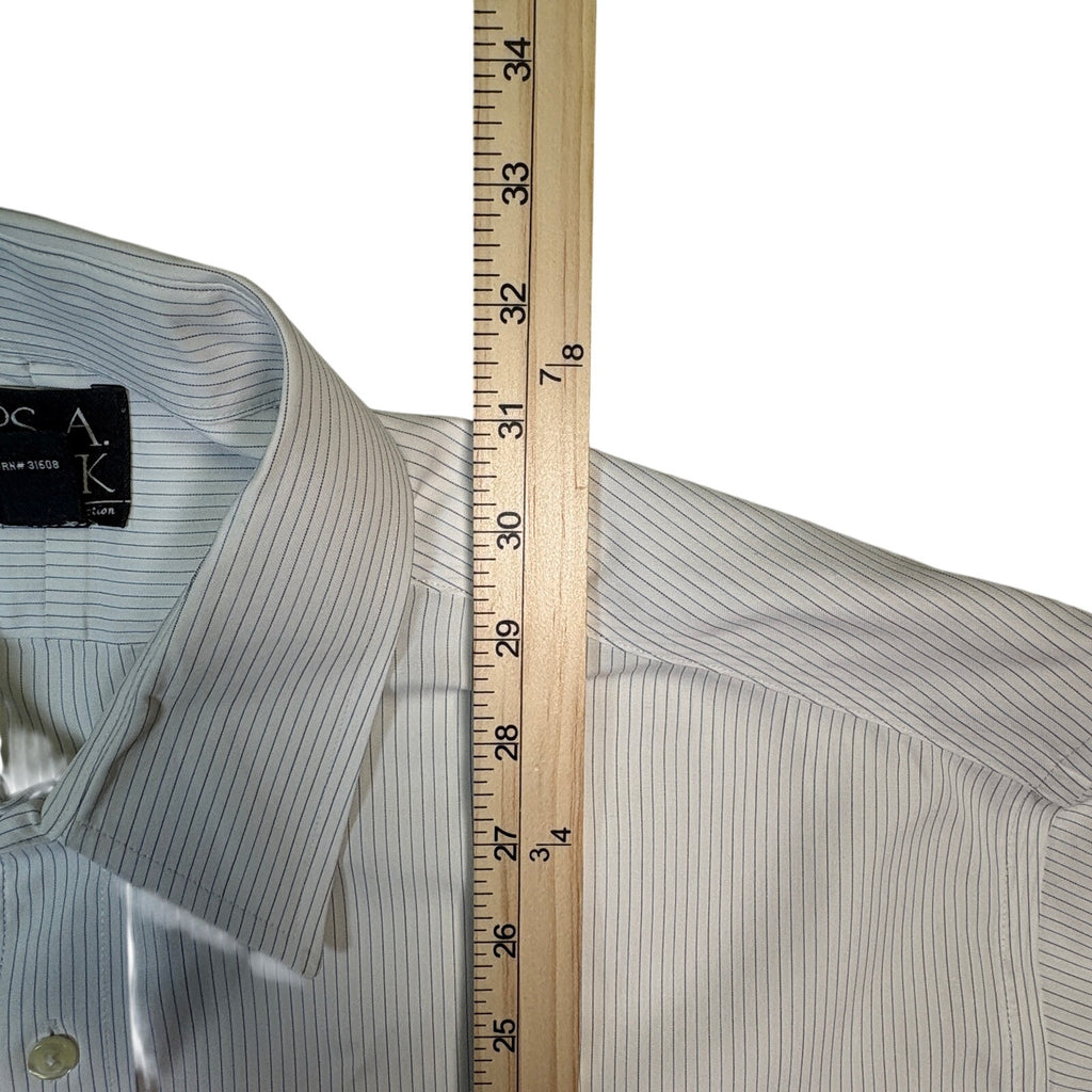 Jos A Bank Traveler’s Collection Dress Shirt 16.5 35 White Blue Stripe Button up