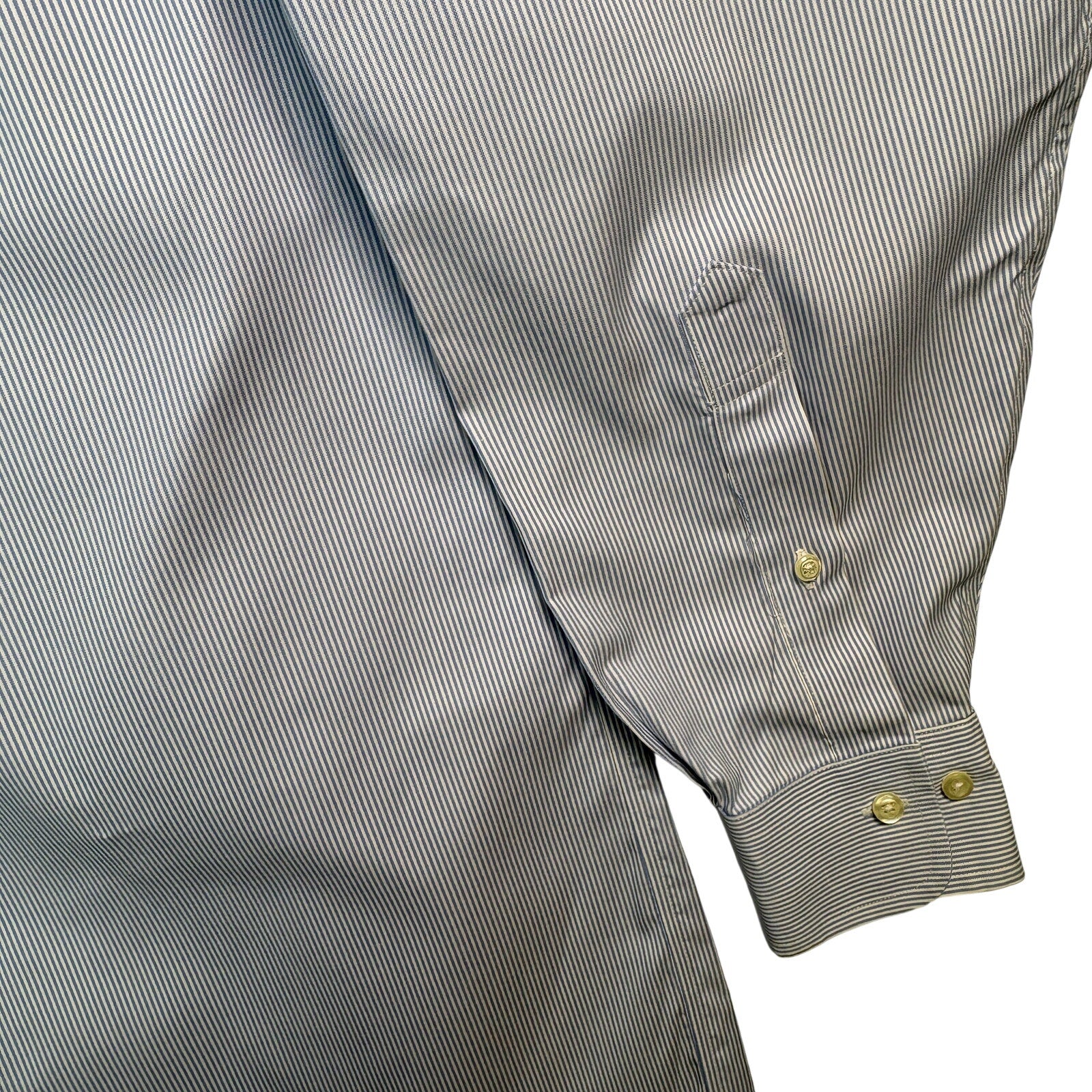 Brooks Brothers Shirt 16.5-4/5 Blue White Stripe Traditional Fit Non Iron Cotton