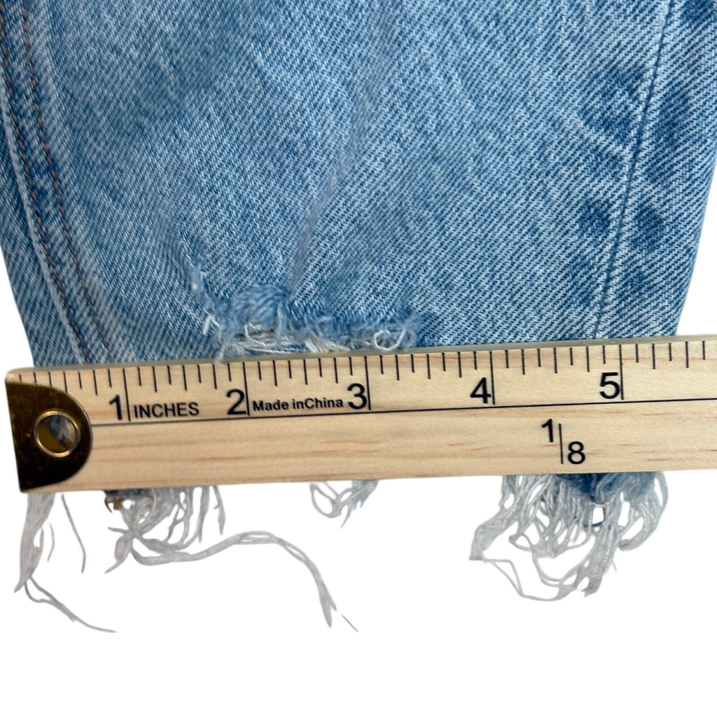 American Eagle Womens 27 Distressed Raw Hem Cropped Stretch Denim Light Wash