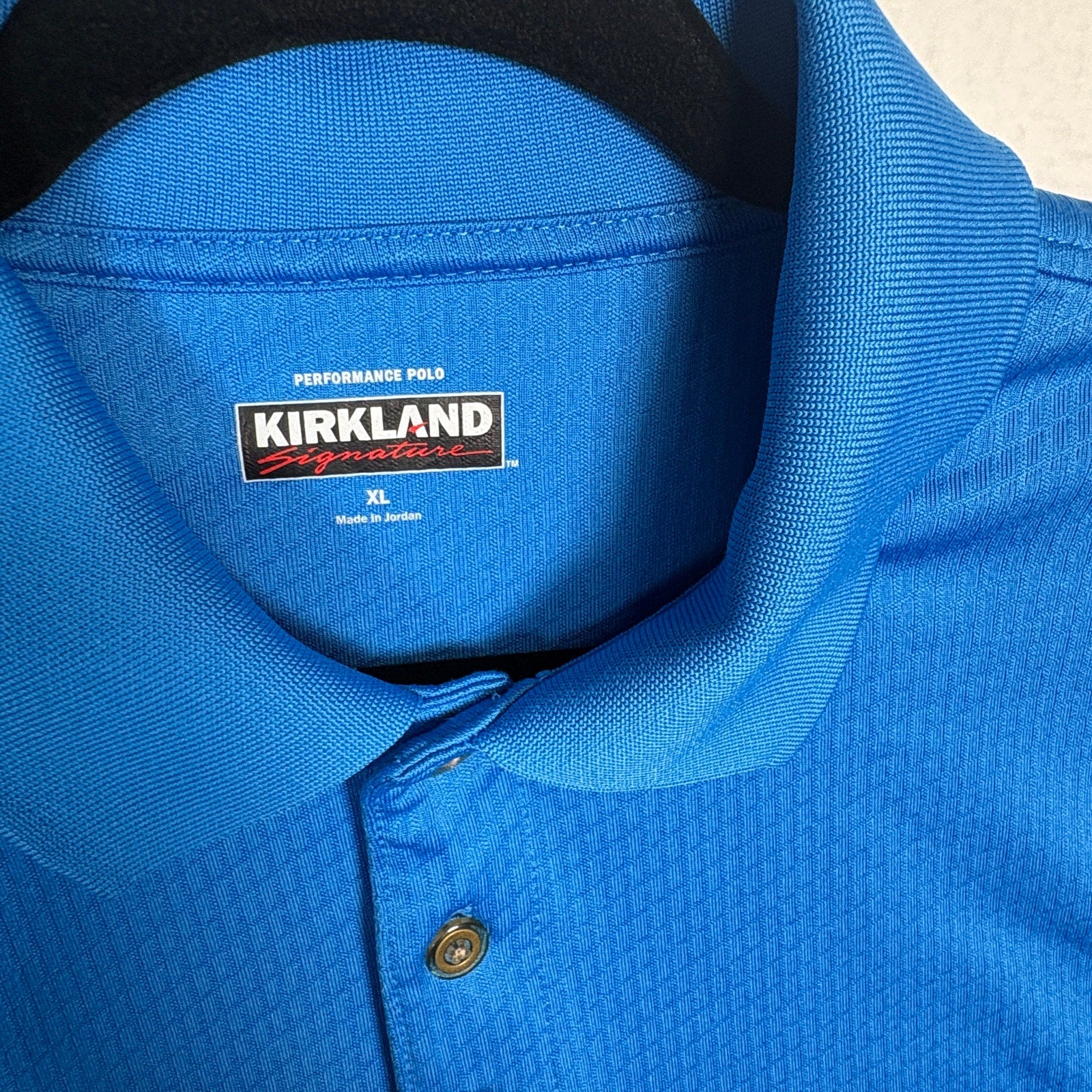 Kirkland Performance Polo Shirt Mens XL Blue Stretch Golf Casual LS