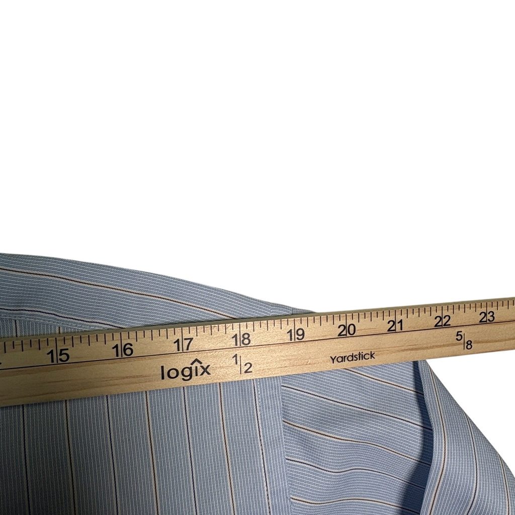 Brooks Brothers Dress Shirt 16.5 35 Blue Striped Made USA Italian Fabric