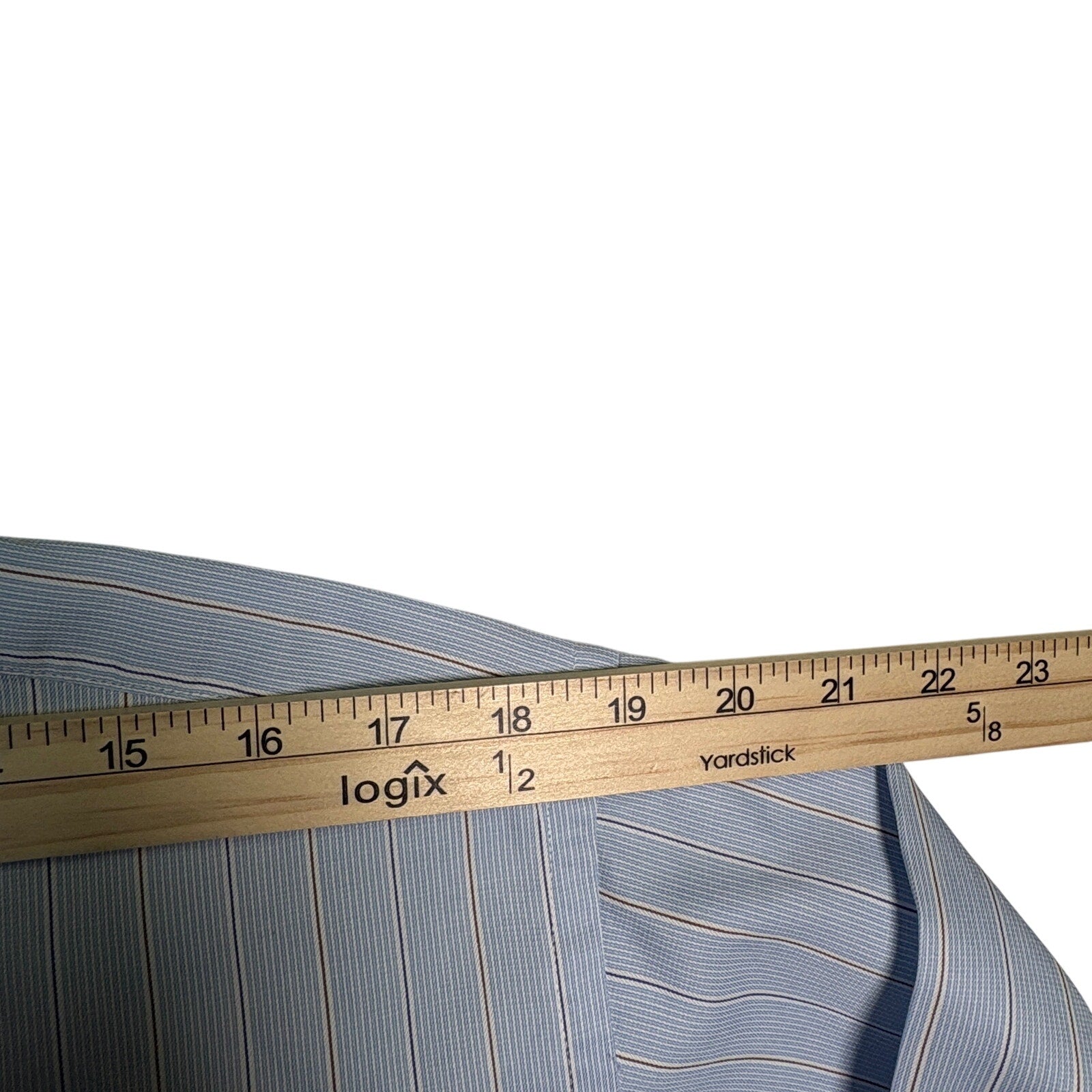 Brooks Brothers Dress Shirt 16.5 35 Blue Striped Made USA Italian Fabric