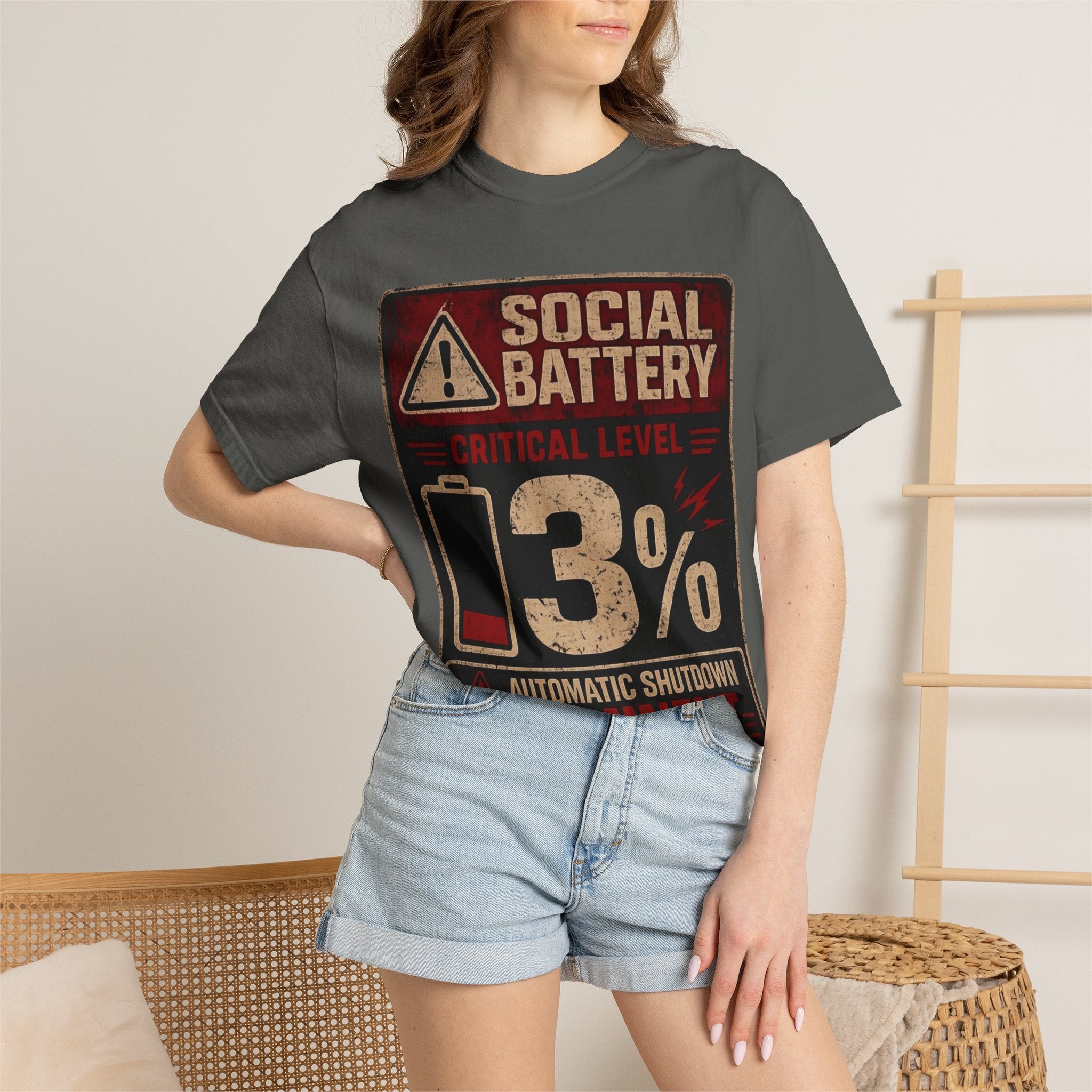 Social Battary | Introvert Warning Shirt | Funny Introvert Quote T-shirt