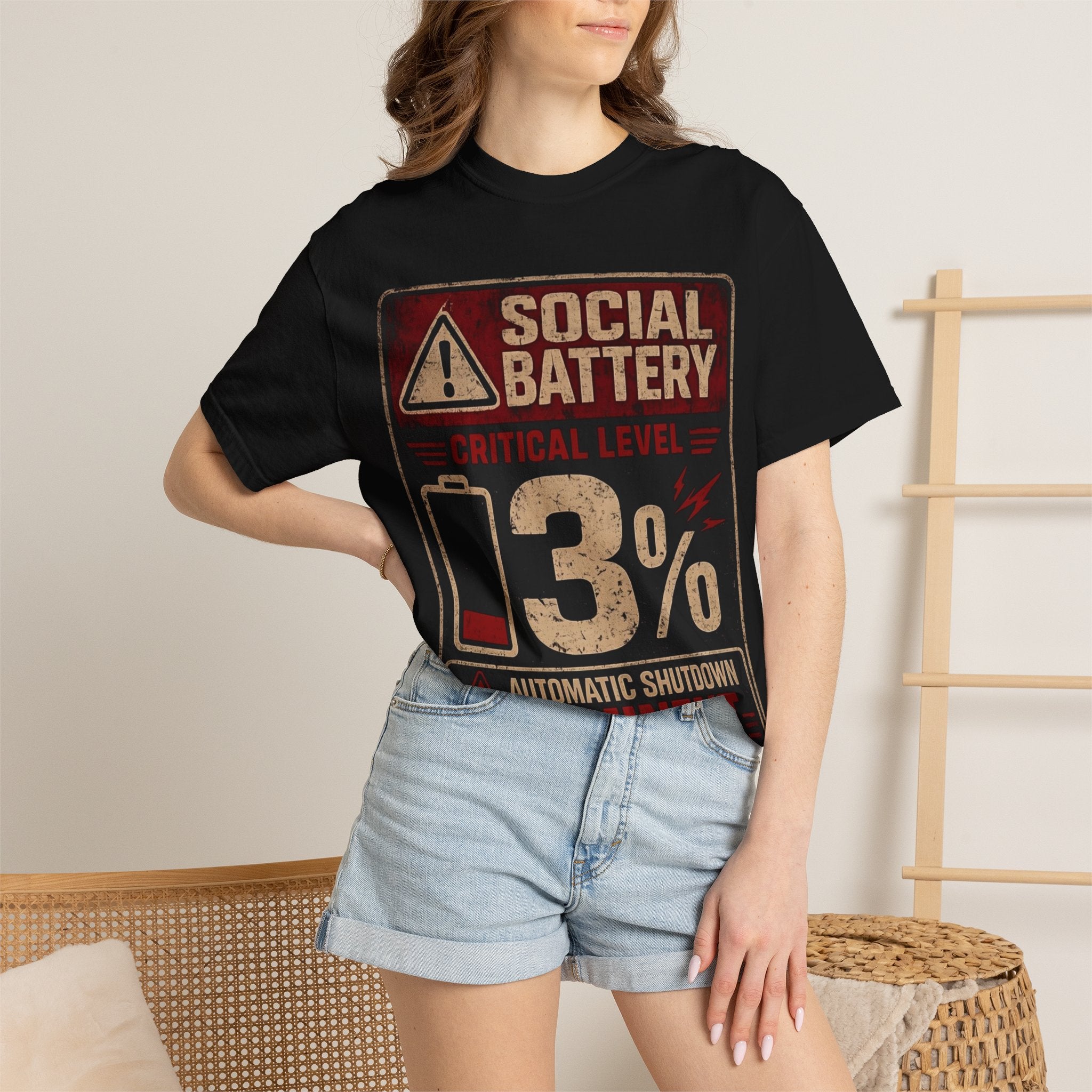 Social Battary | Introvert Warning Shirt | Funny Introvert Quote T-shirt