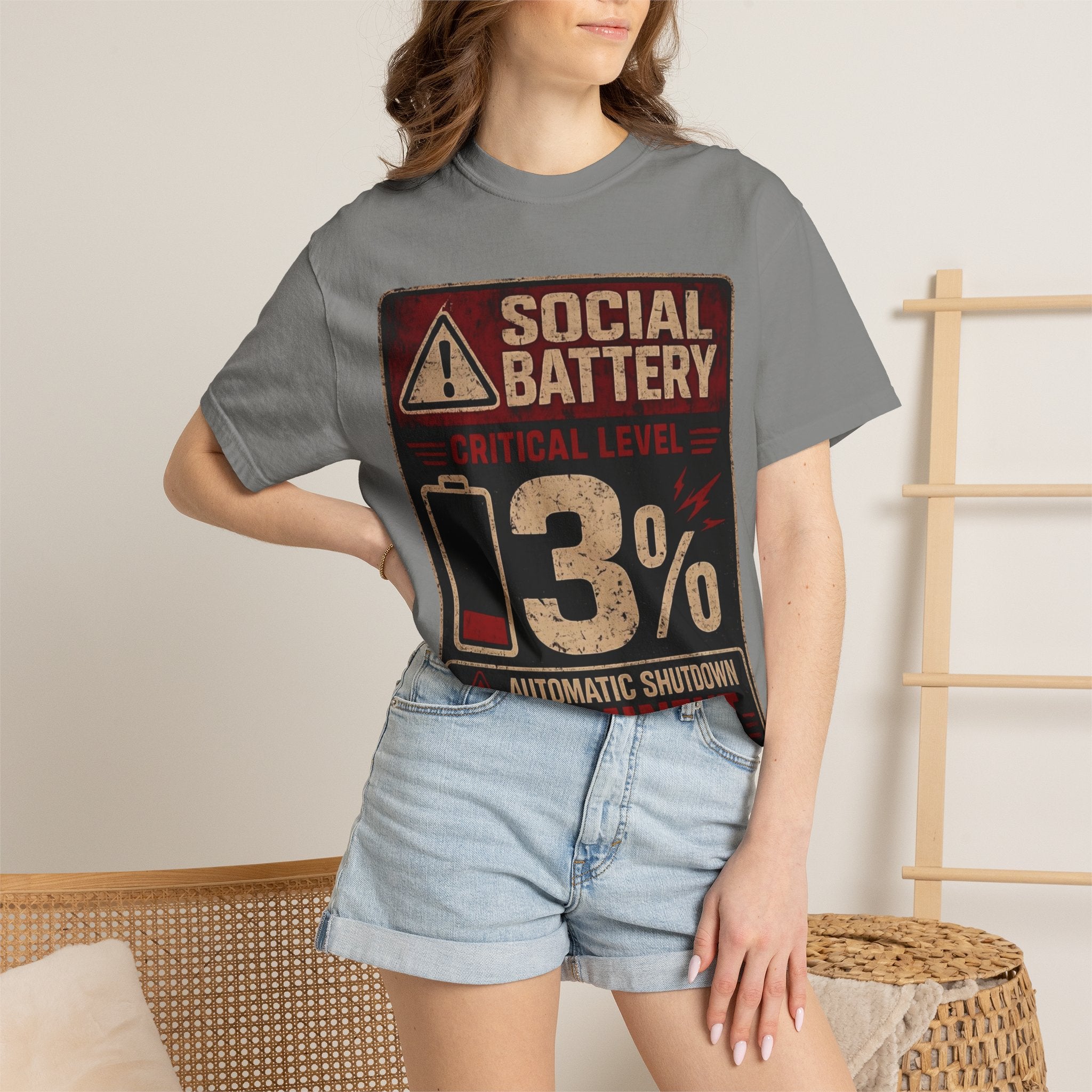 Social Battary | Introvert Warning Shirt | Funny Introvert Quote T-shirt