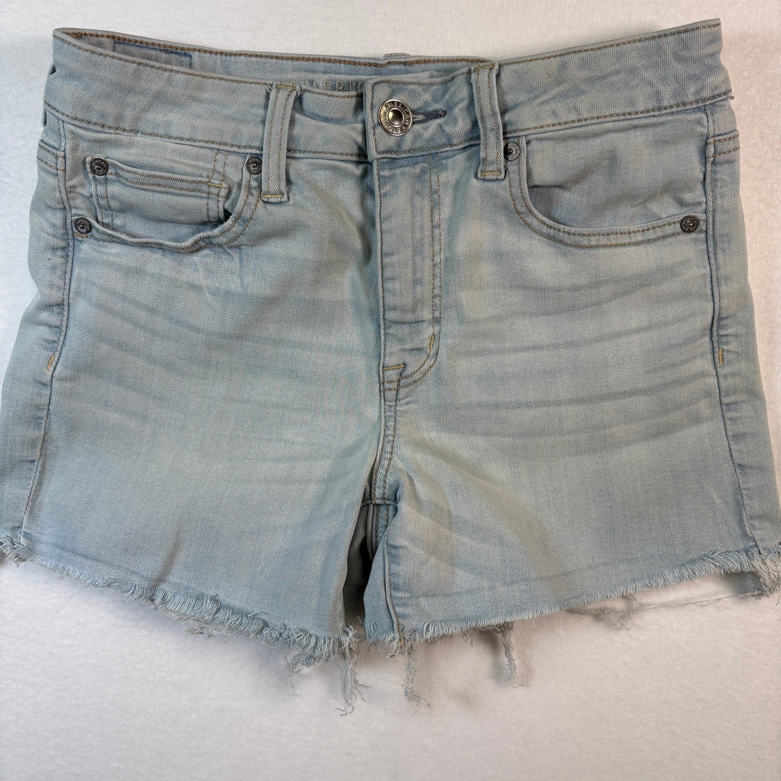 American Eagle Next Level Stretch Denim Shorts Womens 8 Light Wash
