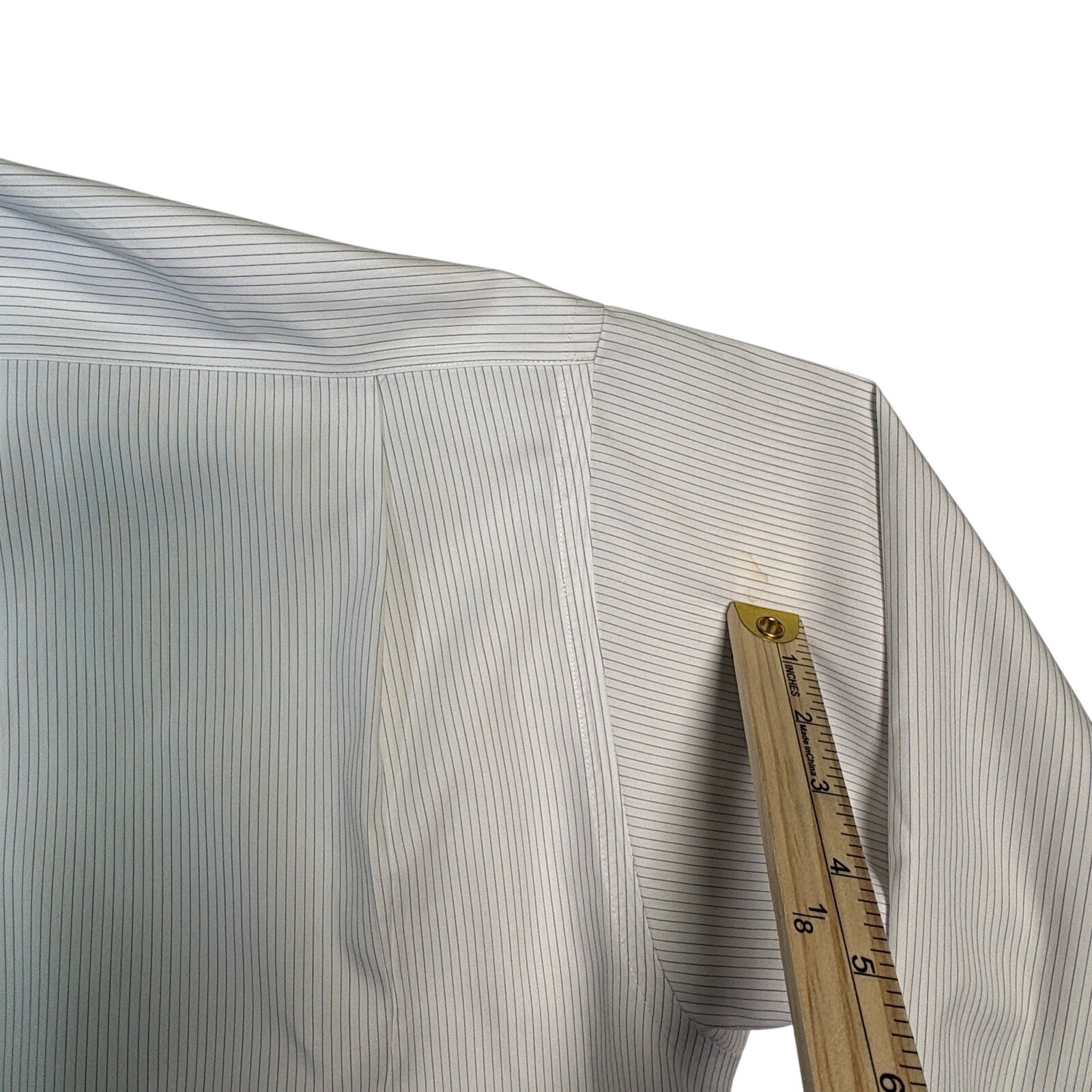 Jos A Bank Traveler’s Collection Dress Shirt 16.5 35 White Blue Stripe Button up