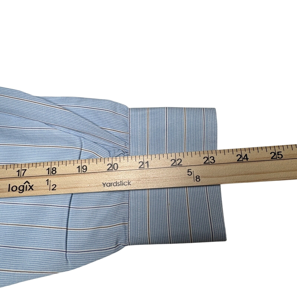 Brooks Brothers Dress Shirt 16.5 35 Blue Striped Made USA Italian Fabric