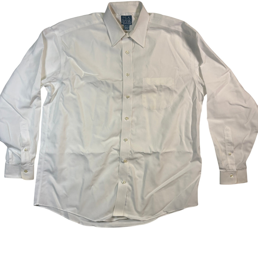 Jos A Bank Stays Cool Dress Shirt Mens 16.5 35 White Cotton LS