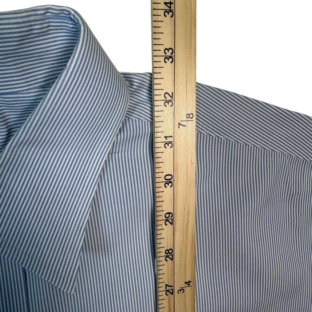 Brooks Brothers Shirt 16.5-4/5 Blue White Stripe Traditional Fit Non Iron Cotton