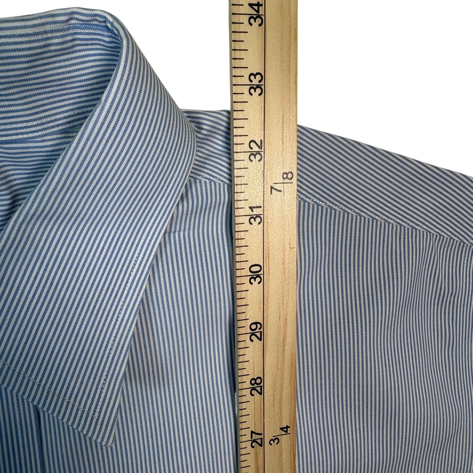 Brooks Brothers Shirt 16.5-4/5 Blue White Stripe Traditional Fit Non Iron Cotton