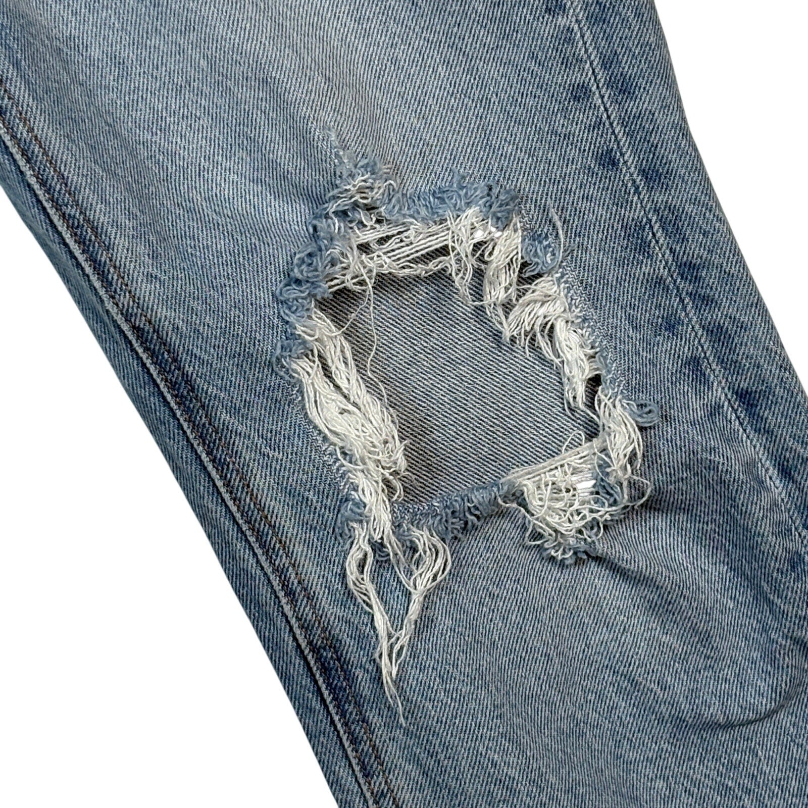 American Eagle Womens 27 Distressed Raw Hem Cropped Stretch Denim Light Wash