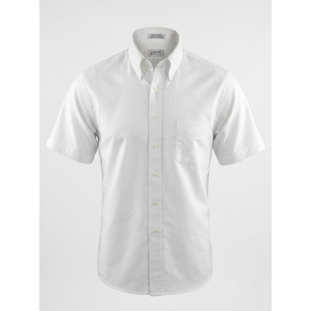 Arrow Dover Oxford White Button Down Shirt Mens 17 Cotton Blend USA