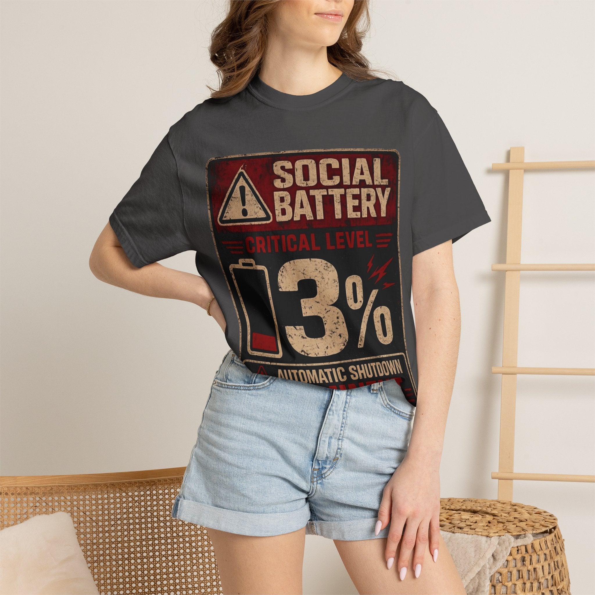 Social Battary | Introvert Warning Shirt | Funny Introvert Quote T-shirt