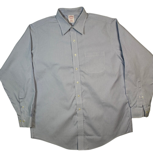Brooks Brothers Shirt 16.5-4/5 Blue White Stripe Traditional Fit Non Iron Cotton