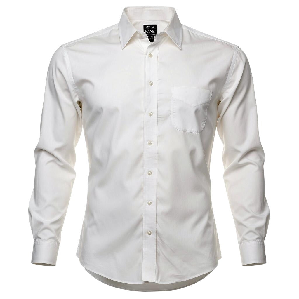Jos A Bank Traveler Dress Shirt Mens 16.5 35 White Button Up Long Sleeve Classic