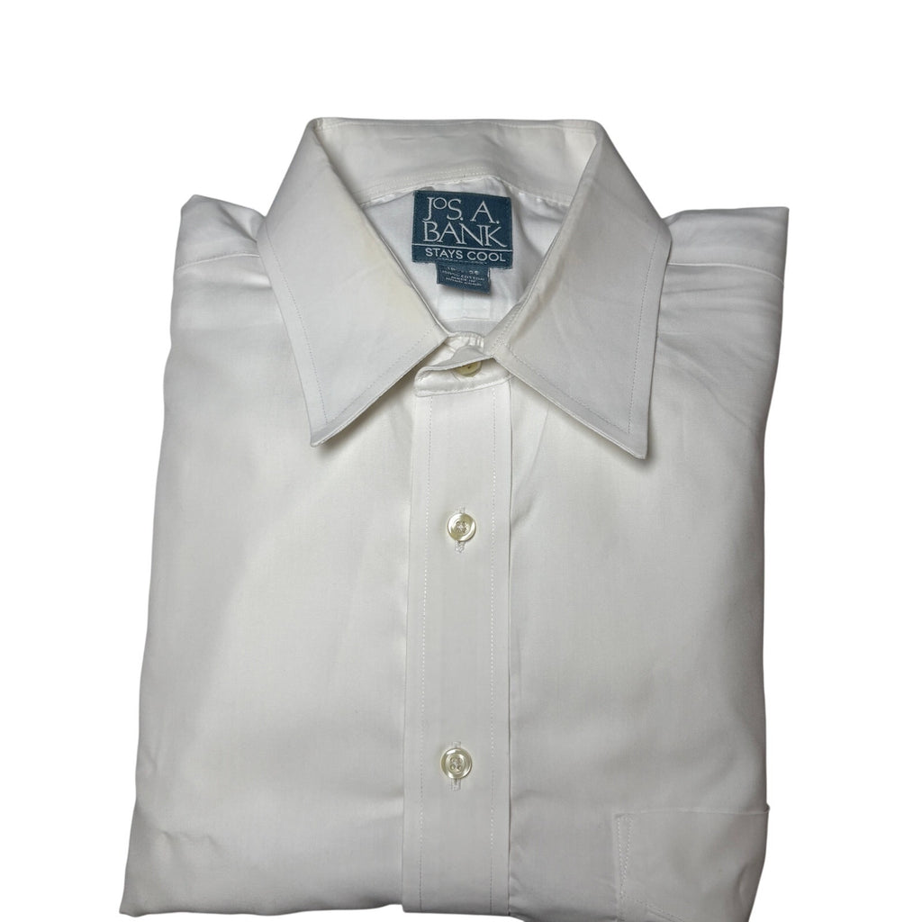 Jos A Bank Stays Cool Dress Shirt Mens 16.5 35 White Cotton LS