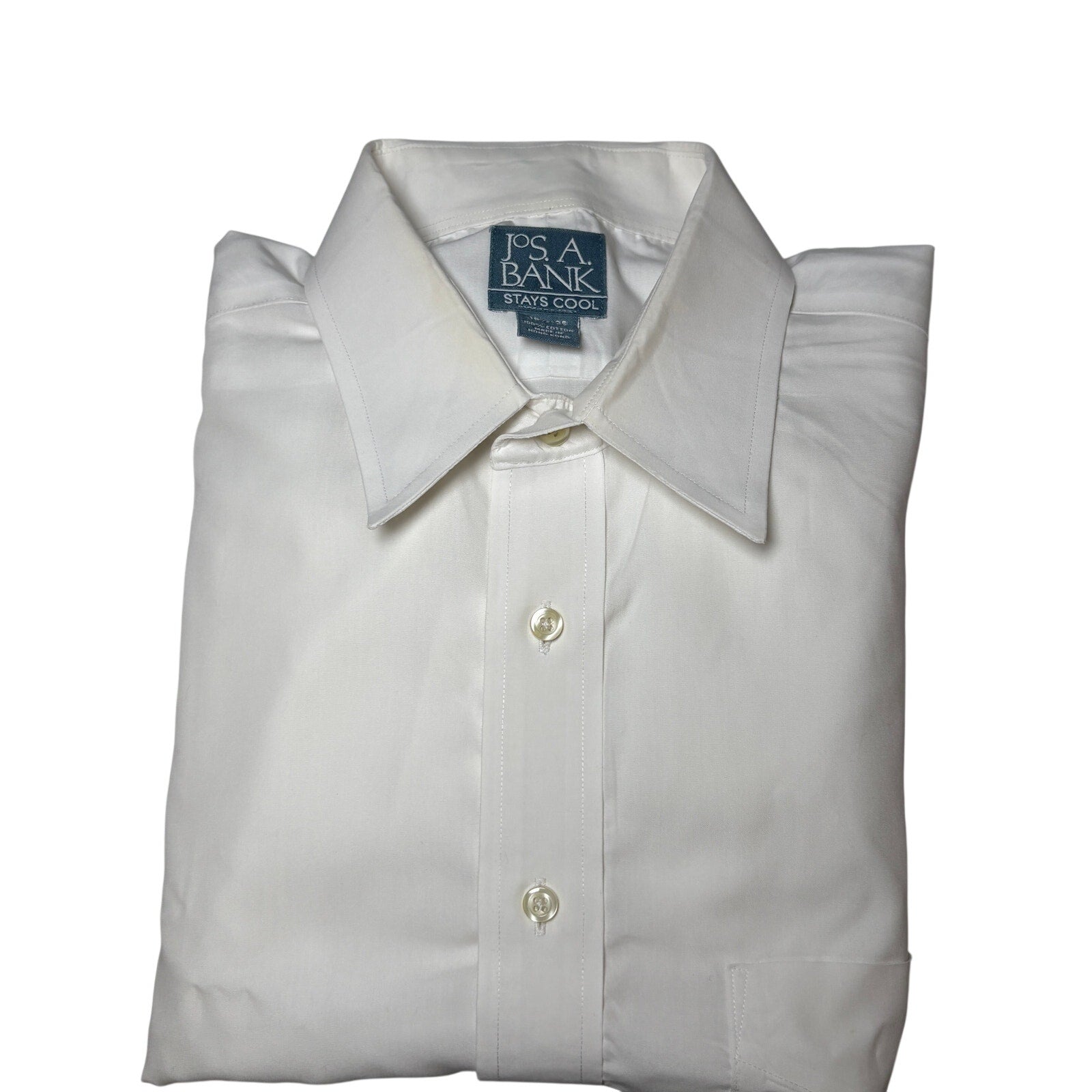 Jos A Bank Stays Cool Dress Shirt Mens 16.5 35 White Cotton LS