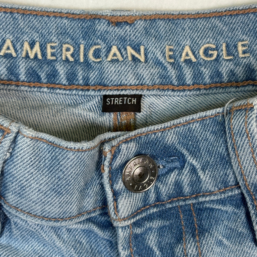 American Eagle Womens 27 Distressed Raw Hem Cropped Stretch Denim Light Wash