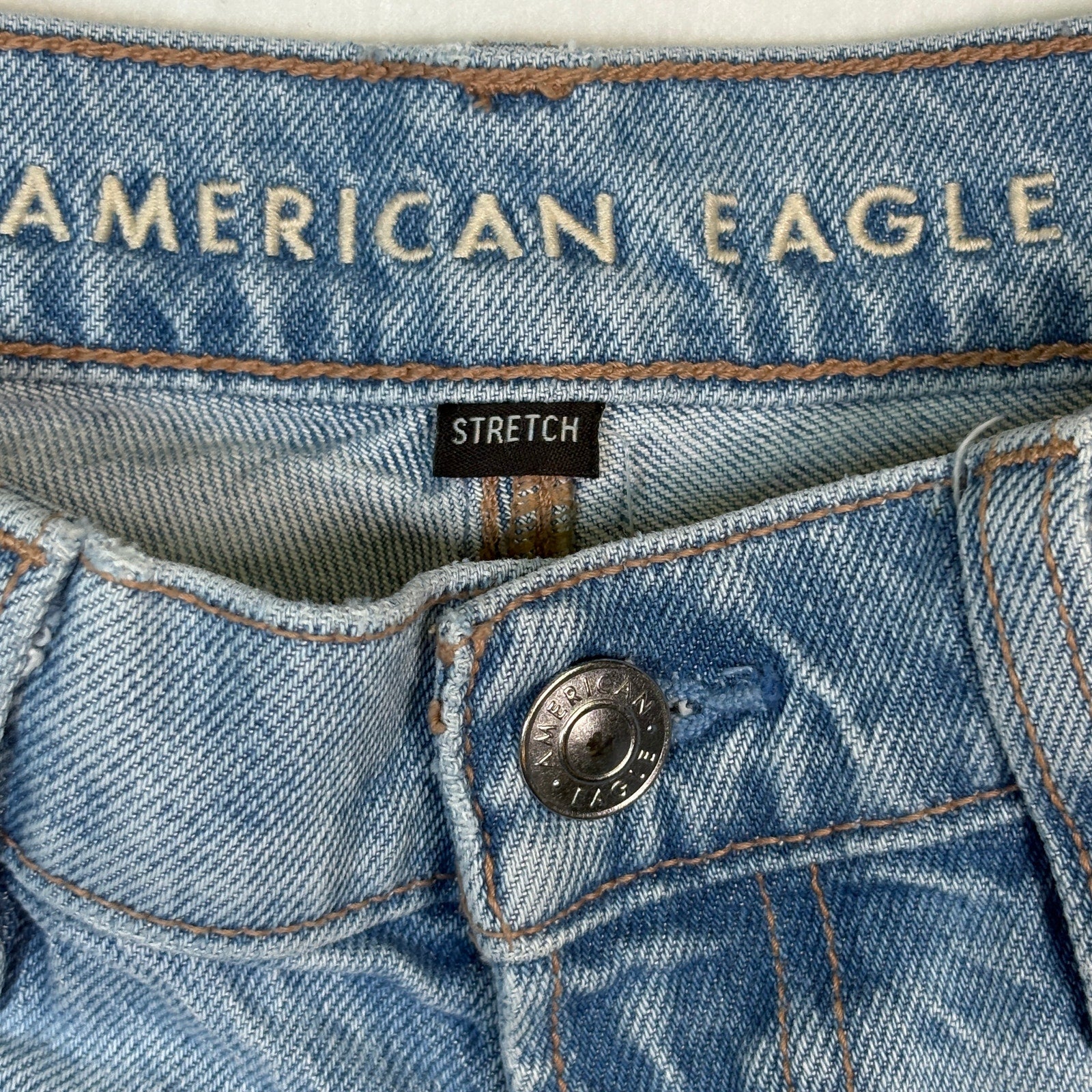 American Eagle Womens 27 Distressed Raw Hem Cropped Stretch Denim Light Wash