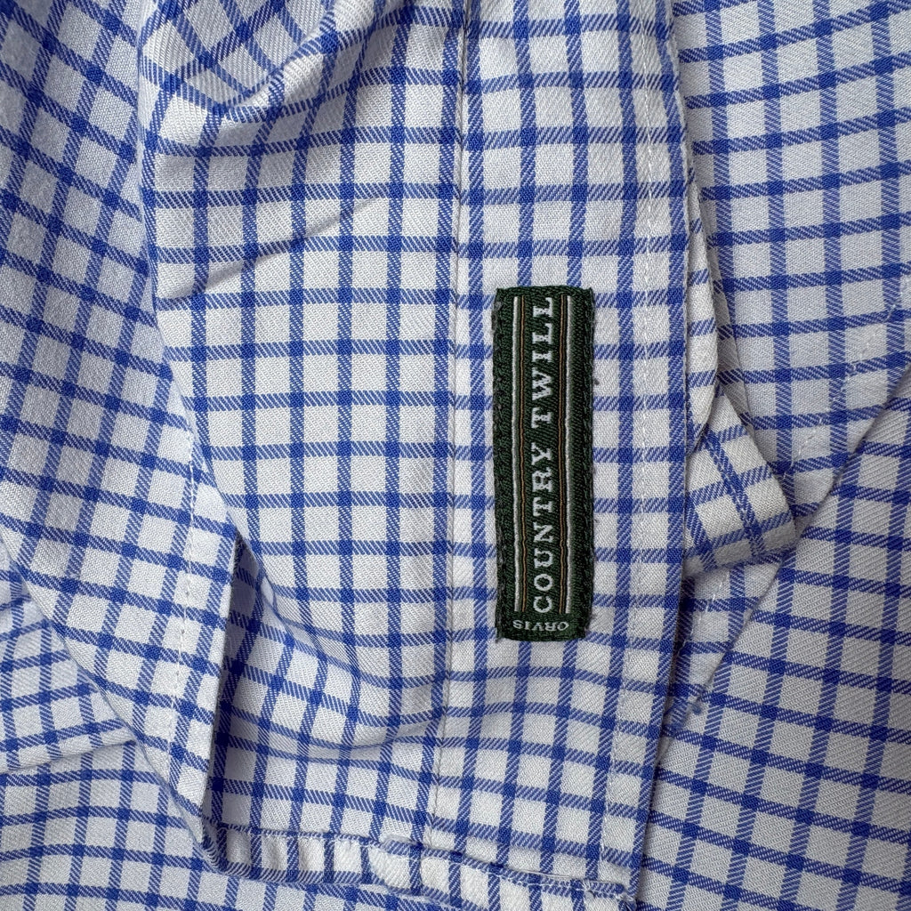 Orvis Country Hill Button Down Shirt Mens XL Blue Check Cotton LS Collar