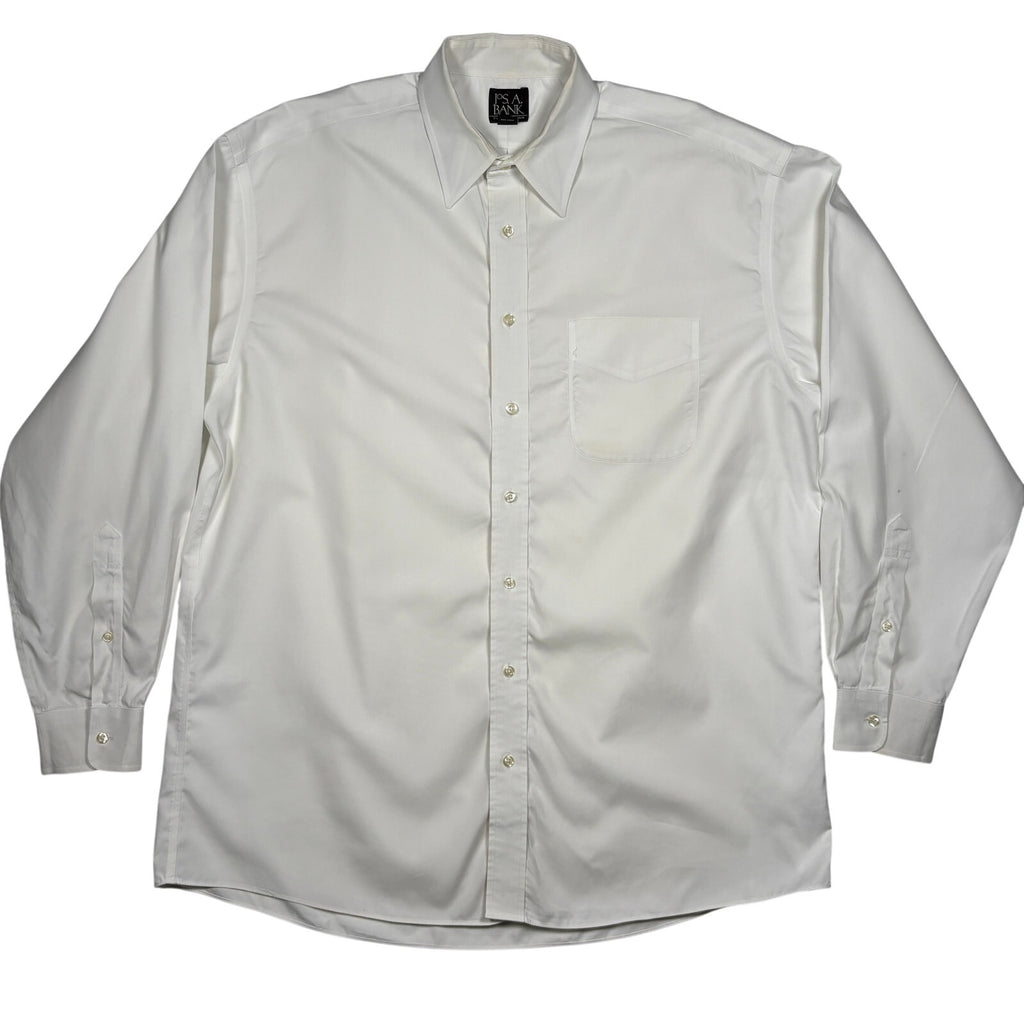 Jos A Bank Traveler Dress Shirt Mens L 16.5 35 White Cotton Button Up
