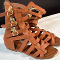 Womens Brown Gladiator Sandals Strappy Buckle Zip Sandals Size 7