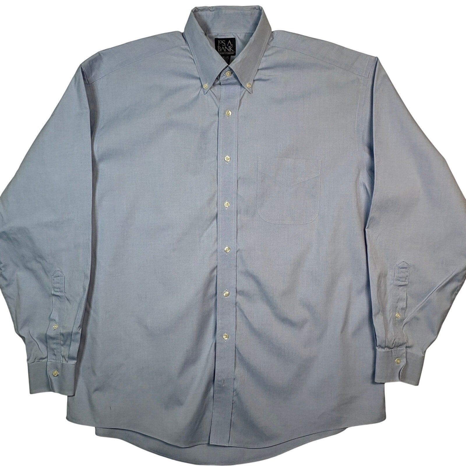 Jos A Bank Traveler’s Collection Dress Shirt 16.5 35 Blue Button Down Cotton