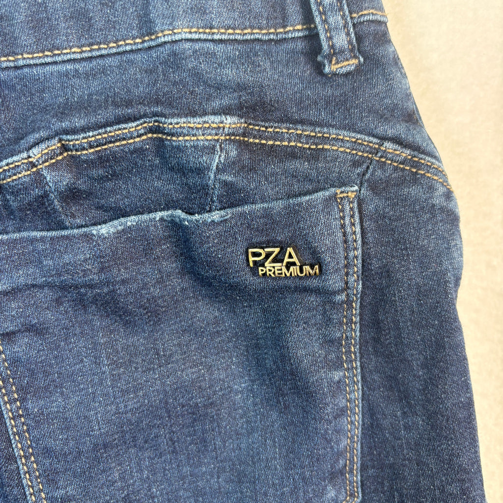 Paruzia Womens Denim Mini Skirt Blue Stretch Frayed Hem Size 4