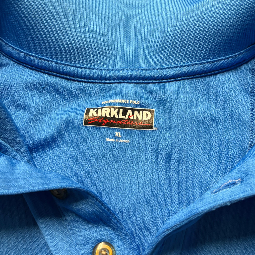 Kirkland Performance Polo Shirt Mens XL Blue Stretch Golf Casual LS