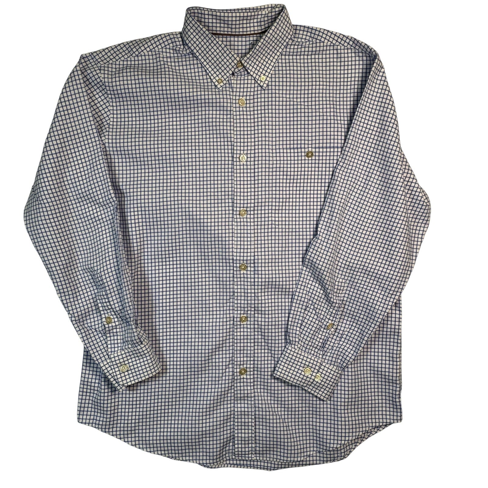 Orvis Country Hill Button Down Shirt Mens XL Blue Check Cotton LS Collar