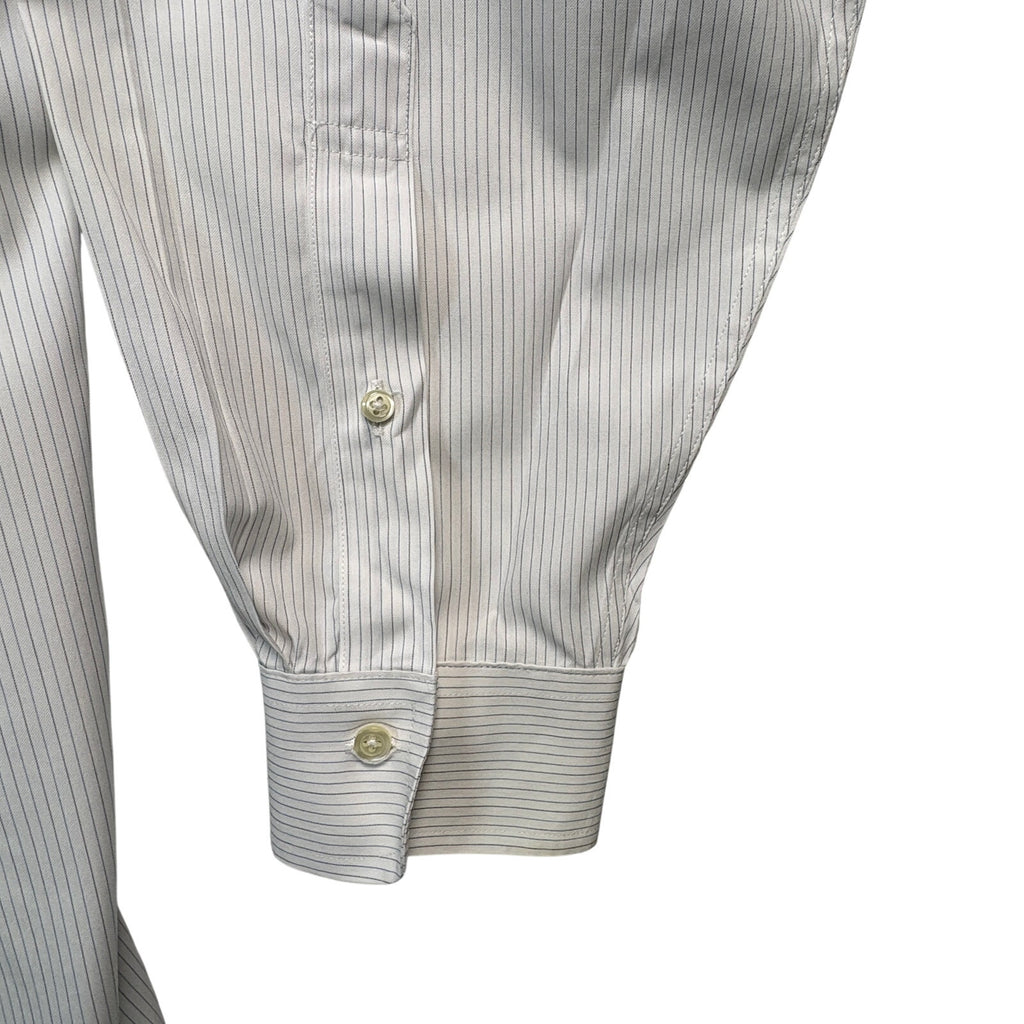 Jos A Bank Traveler’s Collection Dress Shirt 16.5 35 White Blue Stripe Button up