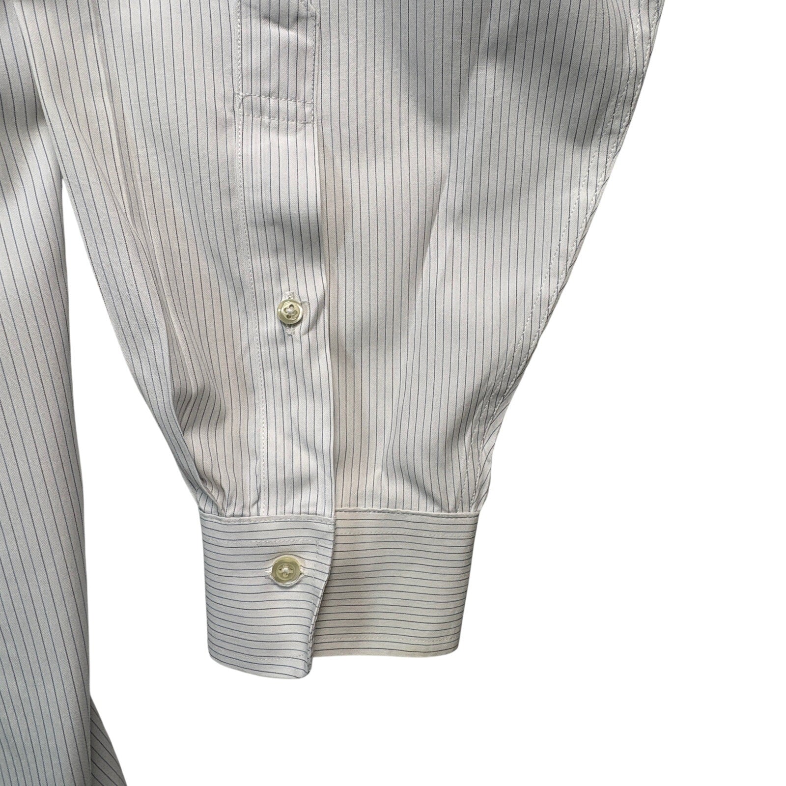 Jos A Bank Traveler’s Collection Dress Shirt 16.5 35 White Blue Stripe Button up