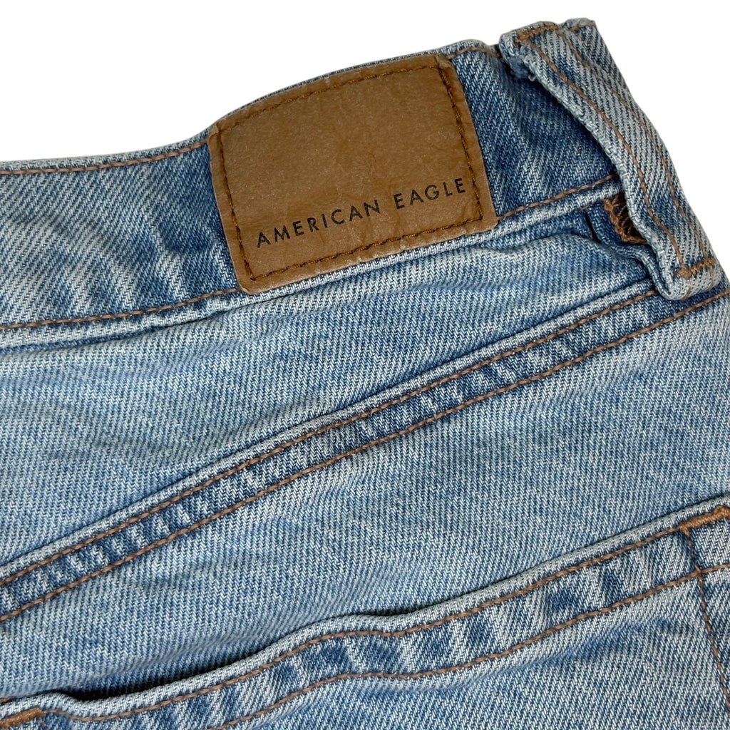 American Eagle Womens 27 Distressed Raw Hem Cropped Stretch Denim Light Wash