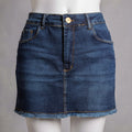 Paruzia Womens Denim Mini Skirt Blue Stretch Frayed Hem Size 4