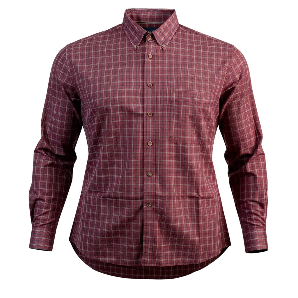 Puritan Mens Plaid Button Up Shirt Red Cotton Blend Long Sleeve XL