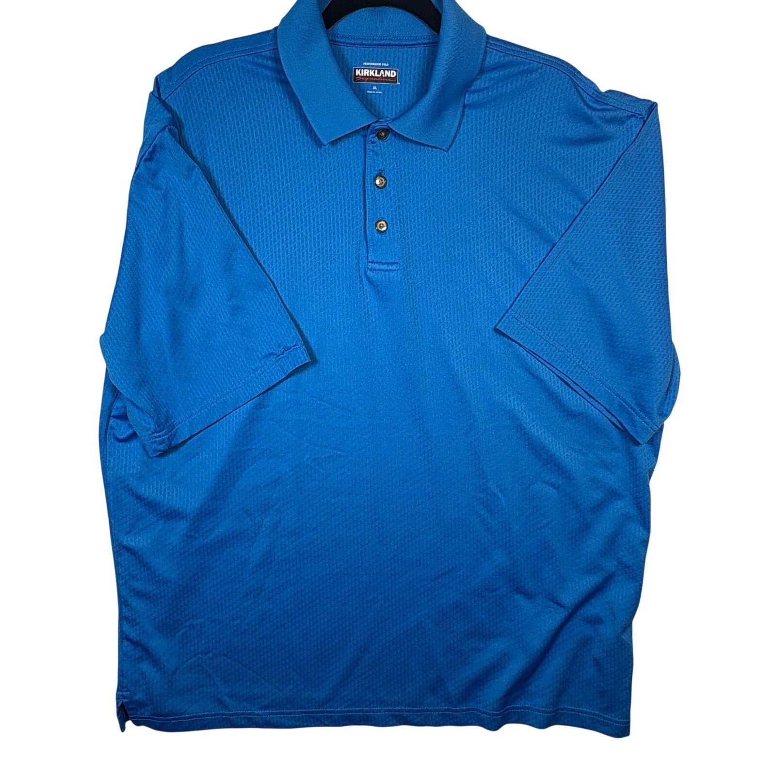 Kirkland Performance Polo Shirt Mens XL Blue Stretch Golf Casual LS