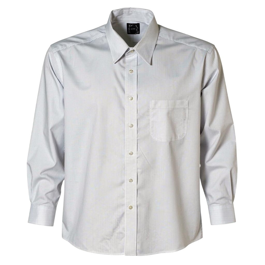 Jos A Bank Traveler’s Collection Dress Shirt 16.5 35 White Blue Stripe Button up