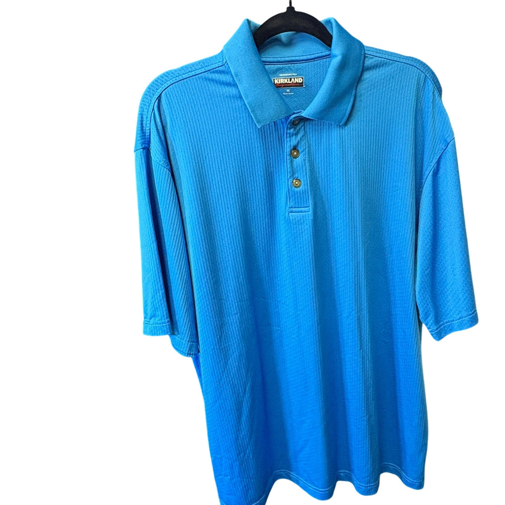 Kirkland Performance Polo Shirt Mens XL Blue Stretch Golf Casual LS