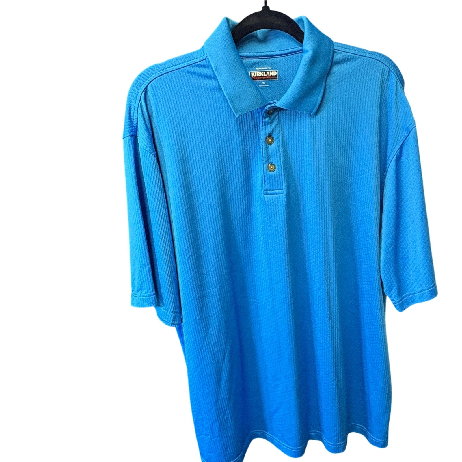 Kirkland Performance Polo Shirt Mens XL Blue Stretch Golf Casual LS