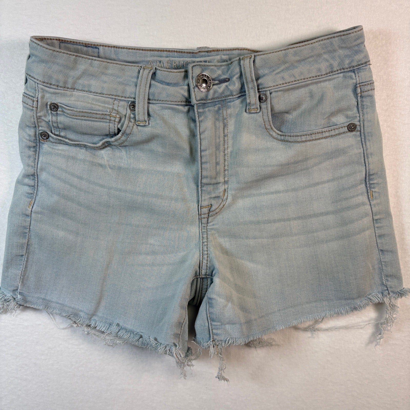American Eagle Next Level Stretch Denim Shorts Womens 8 Light Wash