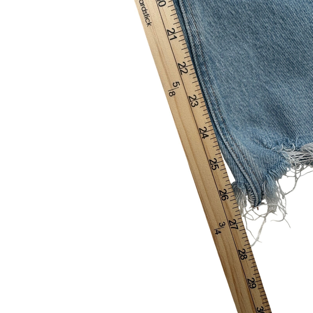 American Eagle Womens 27 Distressed Raw Hem Cropped Stretch Denim Light Wash