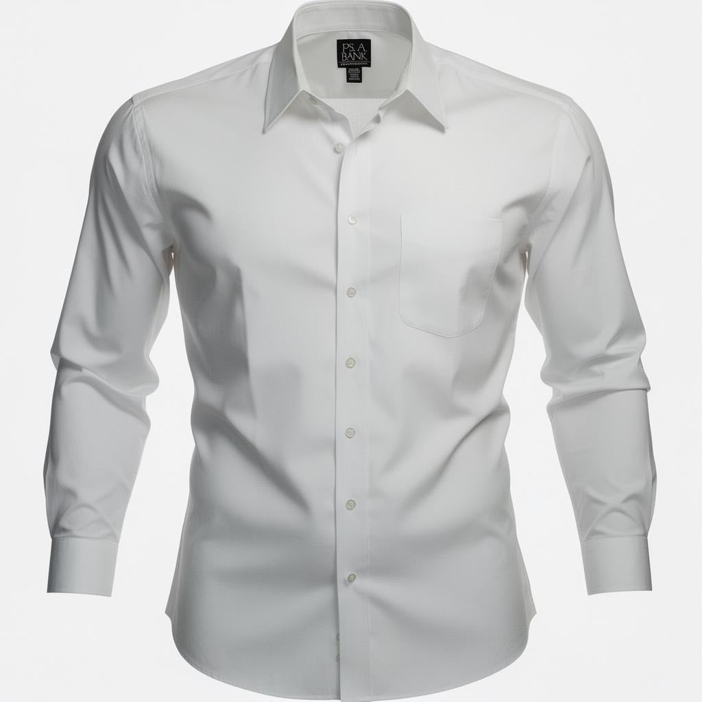 Jos A Bank Traveler Dress Shirt Mens 16.5 36 White Long Sleeve Button Front
