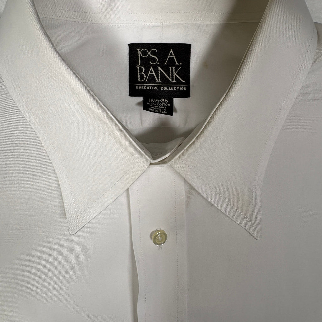 Jos A Bank Executive Collection Dress Shirt White 16.5 35 Men Long Sleeve Cotton