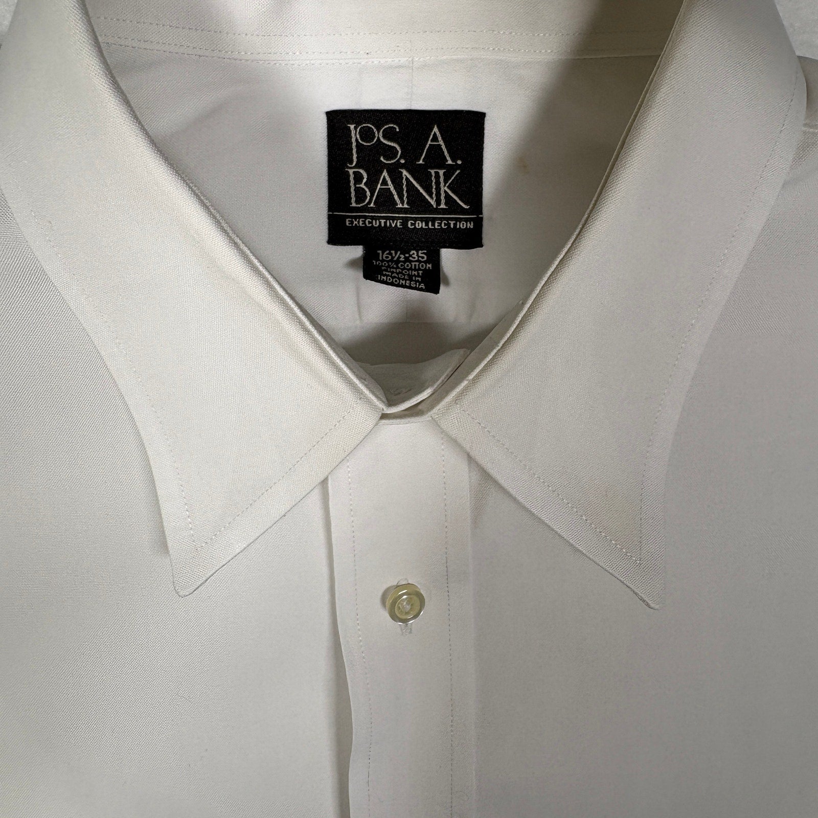 Jos A Bank Executive Collection Dress Shirt White 16.5 35 Men Long Sleeve Cotton