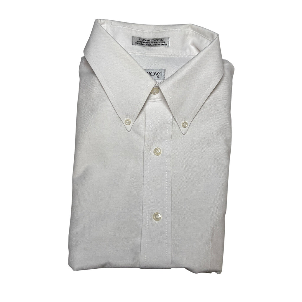 Arrow Dover Oxford White Button Down Shirt Mens 17 Cotton Blend USA