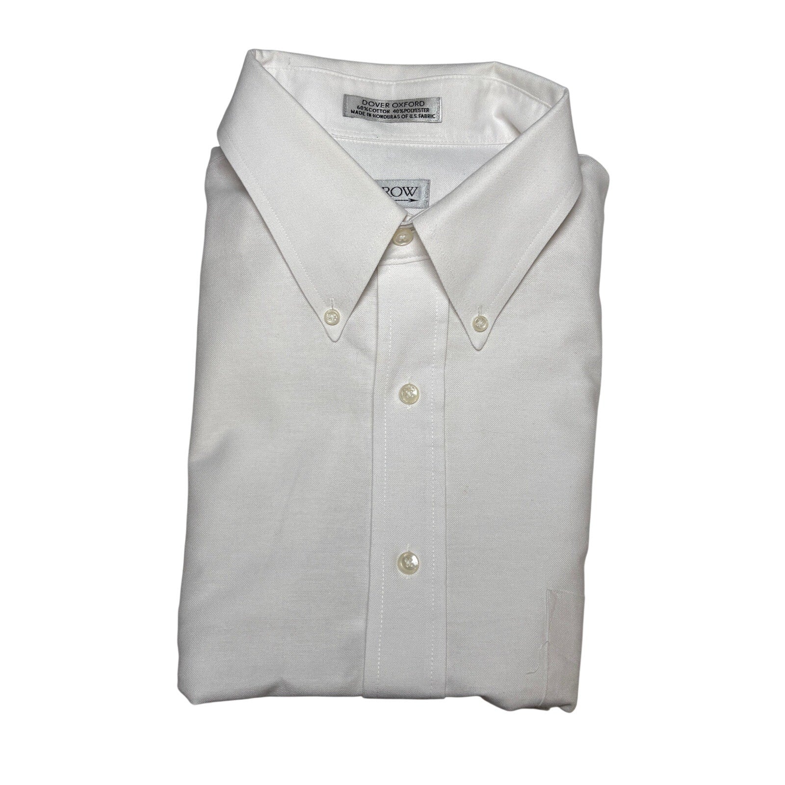 Arrow Dover Oxford White Button Down Shirt Mens 17 Cotton Blend USA